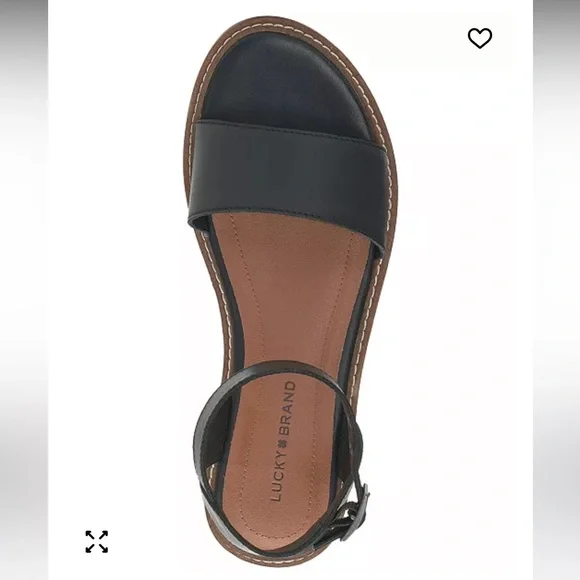 LUCKY BRAND Kimaya Black Leather Ankle-Strap Comfort Flat Open Toe Sandals 7.5 M - Picture 12 of 12